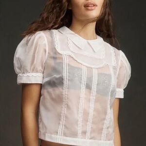 🤍 Maeve by Anthropologie Cropped Mesh Blouse